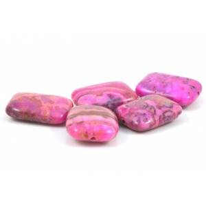 Rectangle semi-precious bead pink crazy lace Agate (Pack of 14 beads)